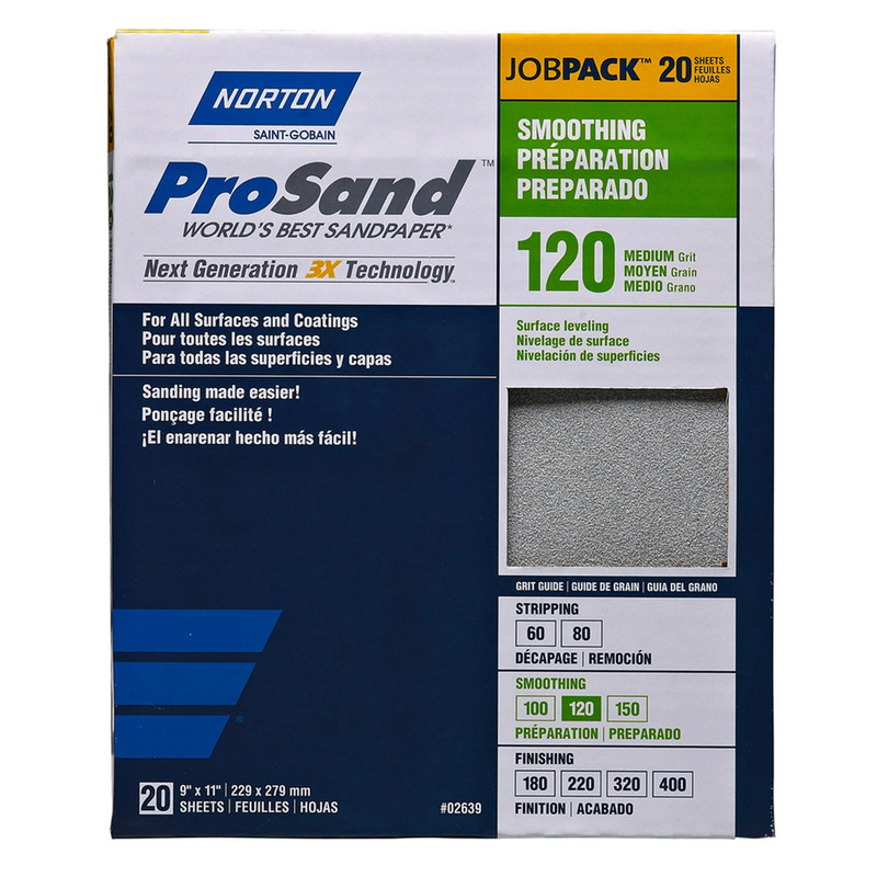 ProSand 3X Sanding Sheets - 9" x 11" - Grit:120 Grit - Pieces:20-Piece